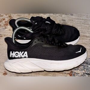 Hoka Women's Black and White Athletic Running Sneakers